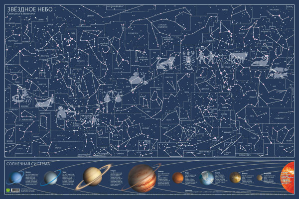 Карта звёздного неба (светящаяся в темноте)